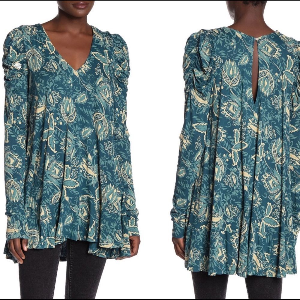 Free People Hello Lover Ruched Sleeve Tunic XS